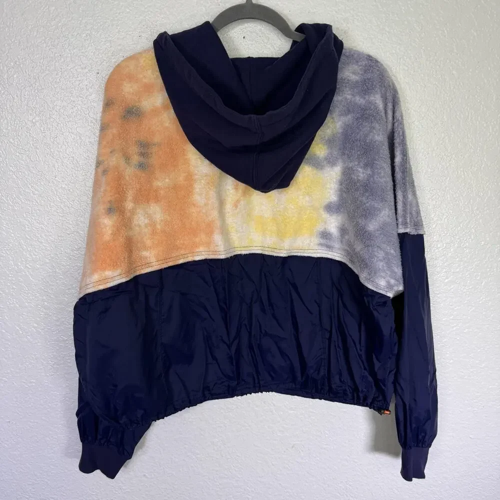 Free People No Big Deal Jacket Womens Large Tie Dye Hoodie Pullover Boho Outdoor